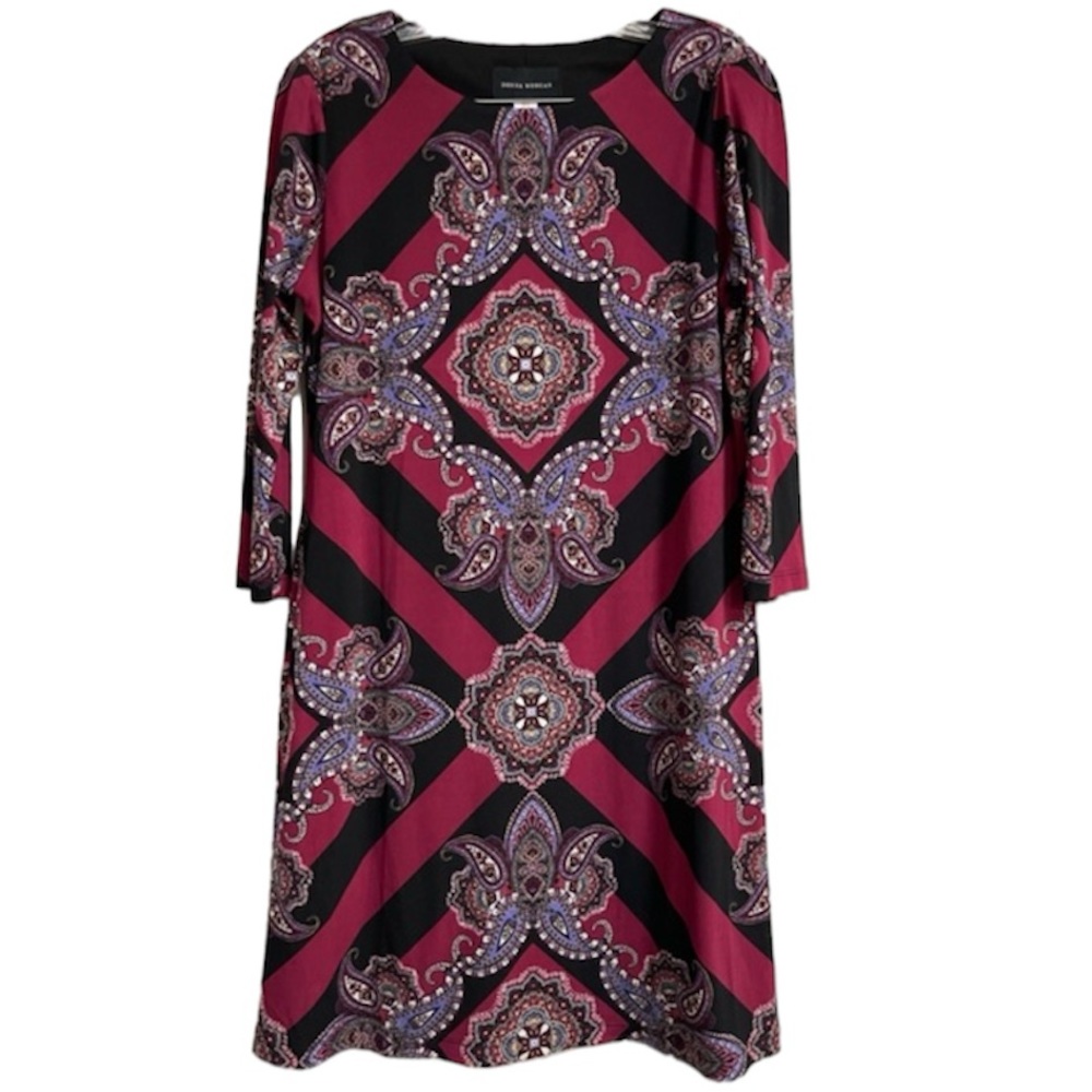 Anthropologie Donna Morgan Floral/Medallion Shift Lined Dress Size 8